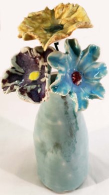 small vase, porcelain flowers